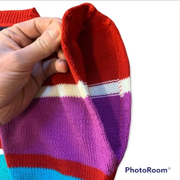 Vintage 80s Striped Sleeveless Knit Sweater by GOTHAM. Size Large - Picture 6 of 15